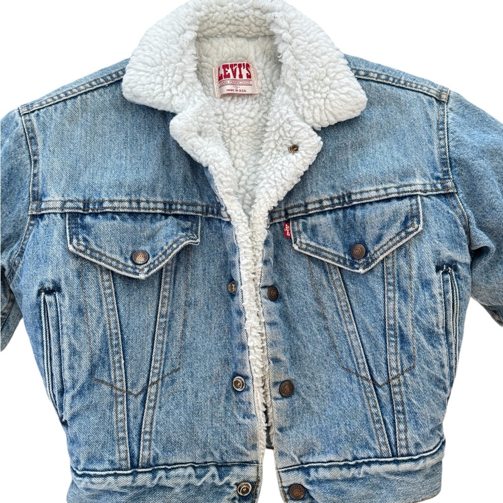 Vintage‎ Kids Levi's Shearling Trucker Jacket Size Small - Picture 3 of 10
